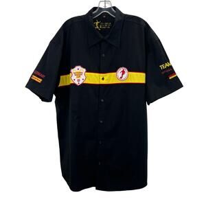 Vintage Germany National Soccer Club Button Up Shirt XXL Black Patches Mechanic